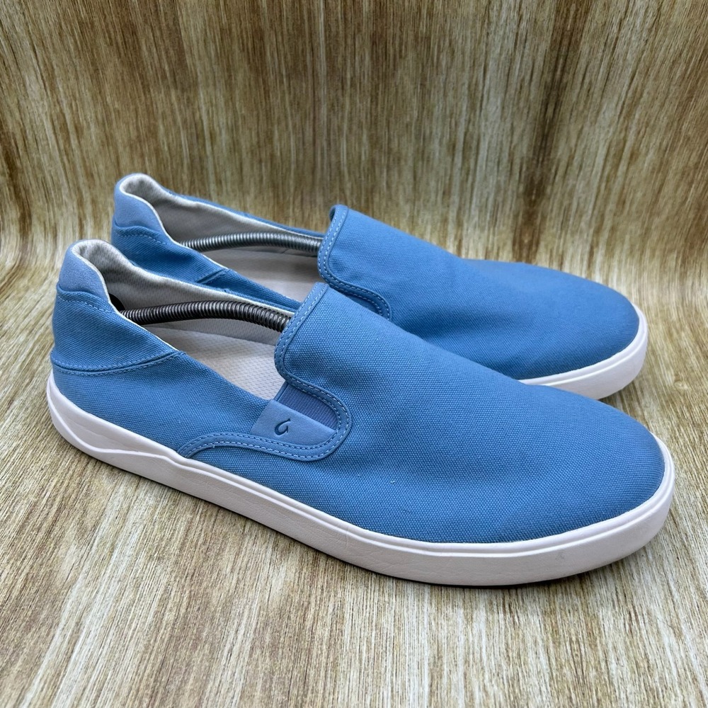 OluKai Lae'ahi Slip‎ On Sneakers Men's Size 14 Blue Canvas Gum Drop-in Heel